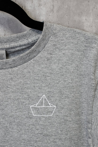 Kids / Youth  |  STRENGTH, Origami Boat Logo  |  DARK HEATHER GREY - Little Legacy Basic T-Shirt