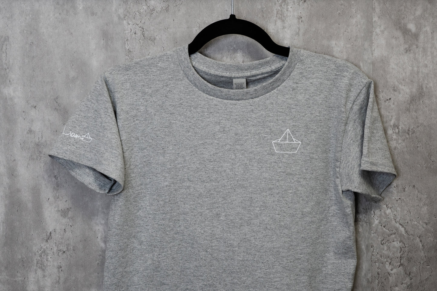 Kids / Youth  |  STRENGTH, Origami Boat Logo  |  DARK HEATHER GREY - Little Legacy Basic T-Shirt