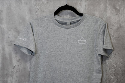 Kids / Youth  |  STRENGTH, Origami Boat Logo  |  DARK HEATHER GREY - Little Legacy Basic T-Shirt