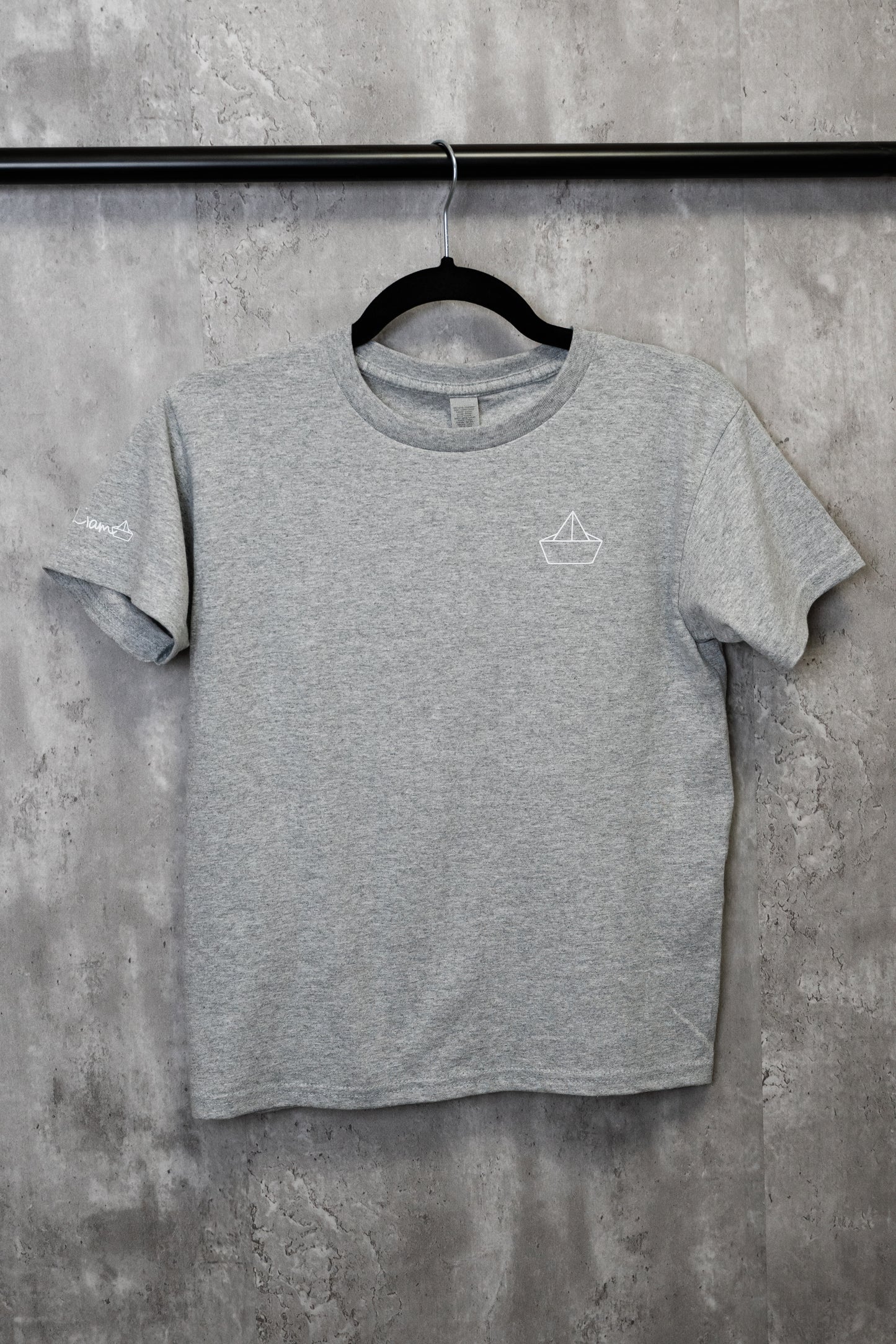 Kids / Youth  |  STRENGTH, Origami Boat Logo  |  DARK HEATHER GREY - Little Legacy Basic T-Shirt