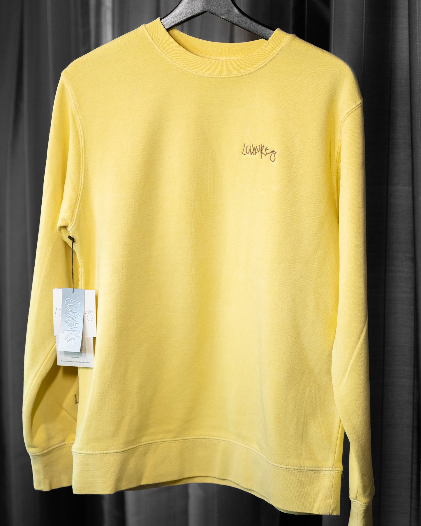 Men's / Unisex Vintage Dye Crewneck Sweatshirt -  YELLOW  |  LowKure Tearlight Logo