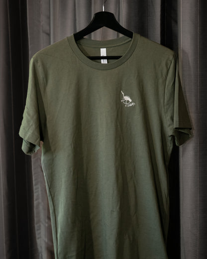 Men's / Unisex Crew Neck T-Shirt -   ARMY GREEN  |  Crane Logo