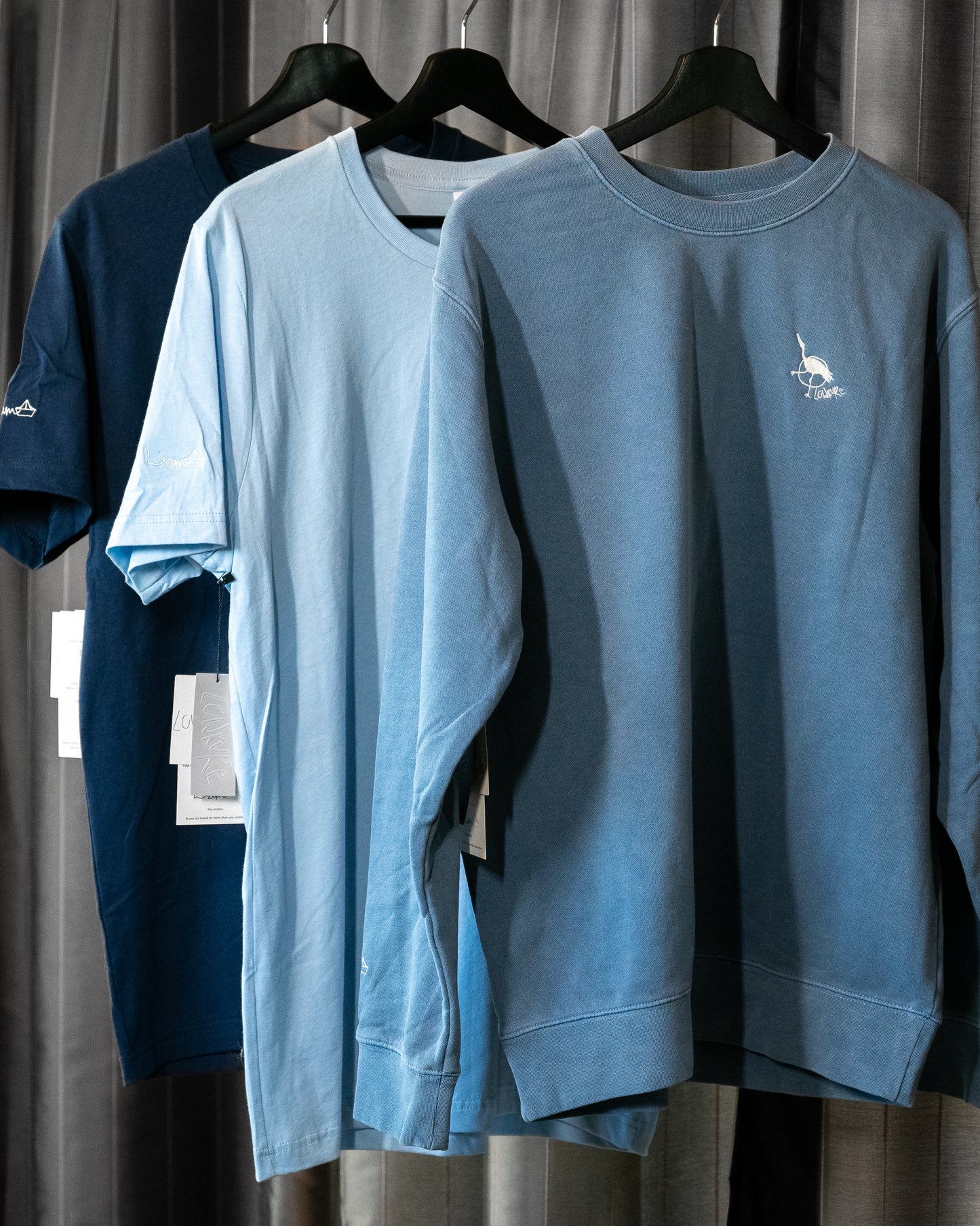 Men's / Unisex Vintage Dye Crewneck Sweatshirt -  BLUE  |  Crane Logo