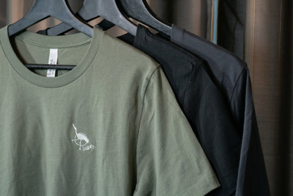 Men's / Unisex Crew Neck T-Shirt -   ARMY GREEN  |  Crane Logo