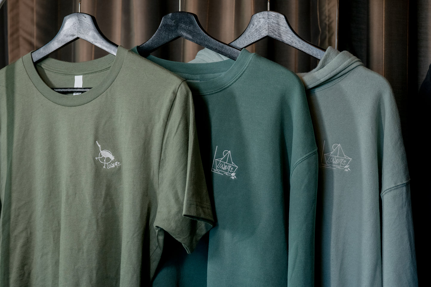 Men's / Unisex Crew Neck T-Shirt -   ARMY GREEN  |  Crane Logo