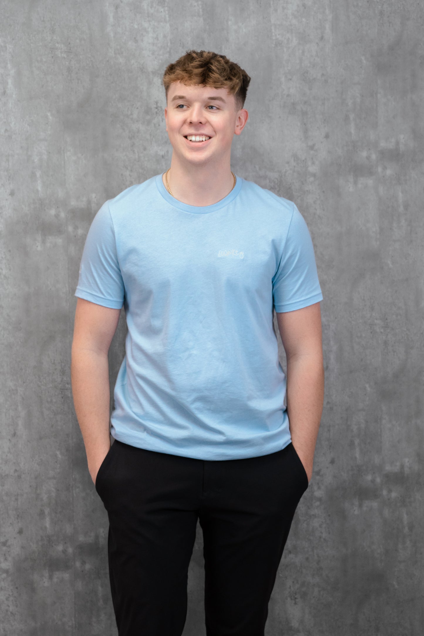 Men's / Unisex Crew Neck T-Shirt -  LIGHT BLUE  |  LowKure Tearlight Logo
