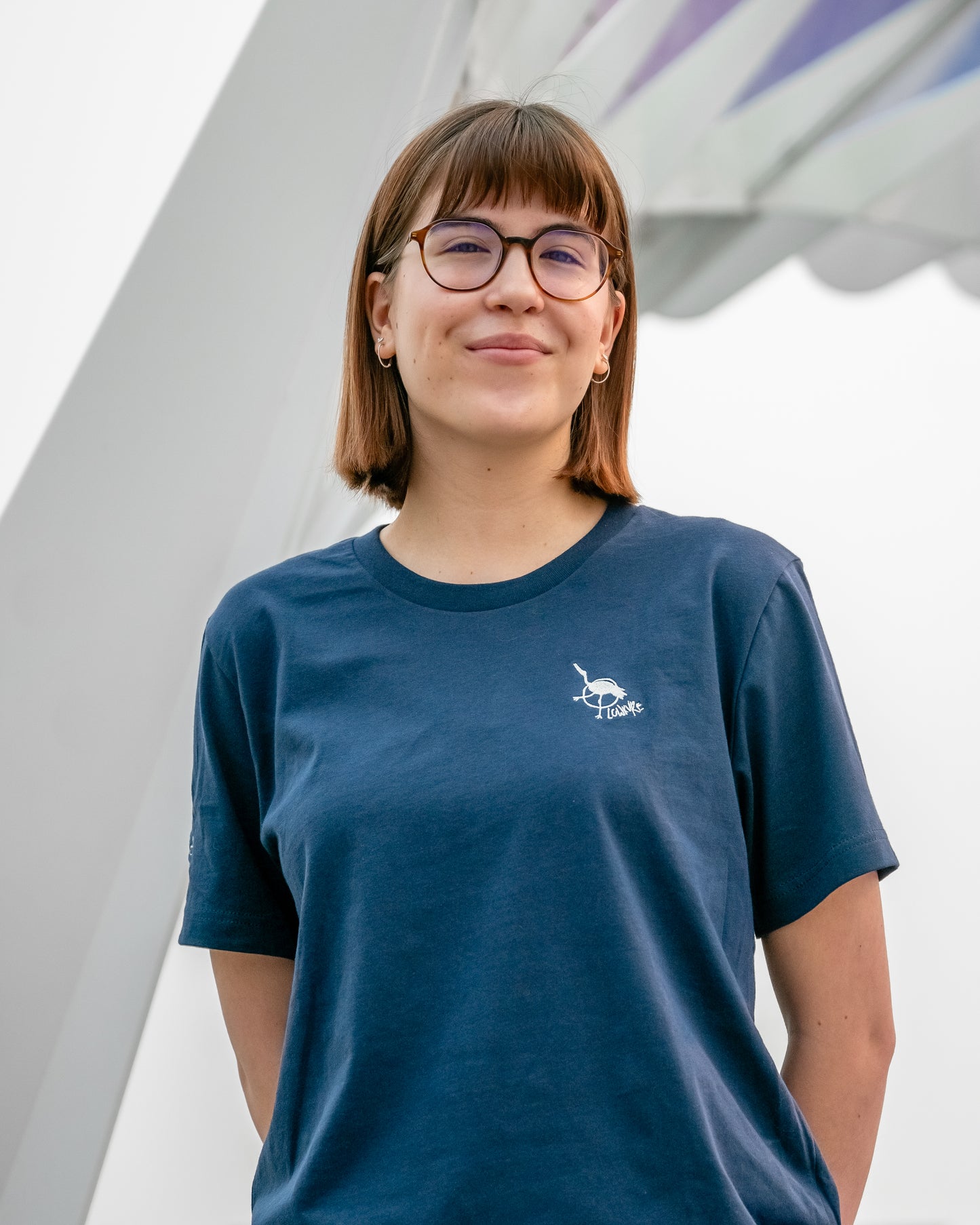 Woman's Relaxed Fit Crew Neck T-Shirt -  NAVY  |  Crane Logo