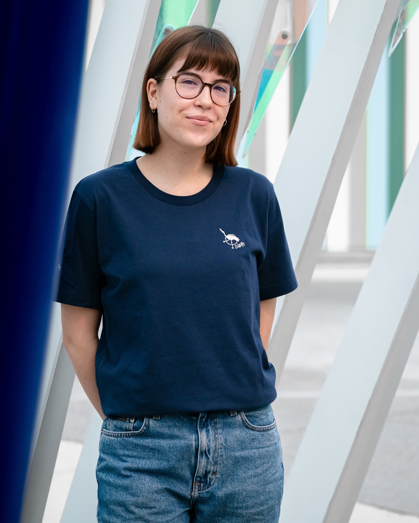 Men's / Unisex Crew Neck T-Shirt -  NAVY  |  Crane Logo