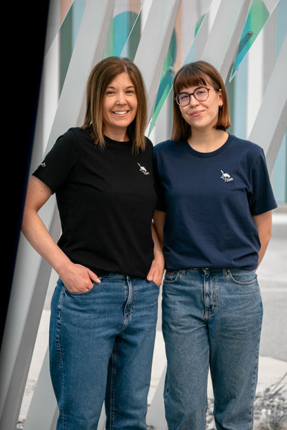 Woman's Relaxed Fit Crew Neck T-Shirt -  BLACK  | Crane Logo