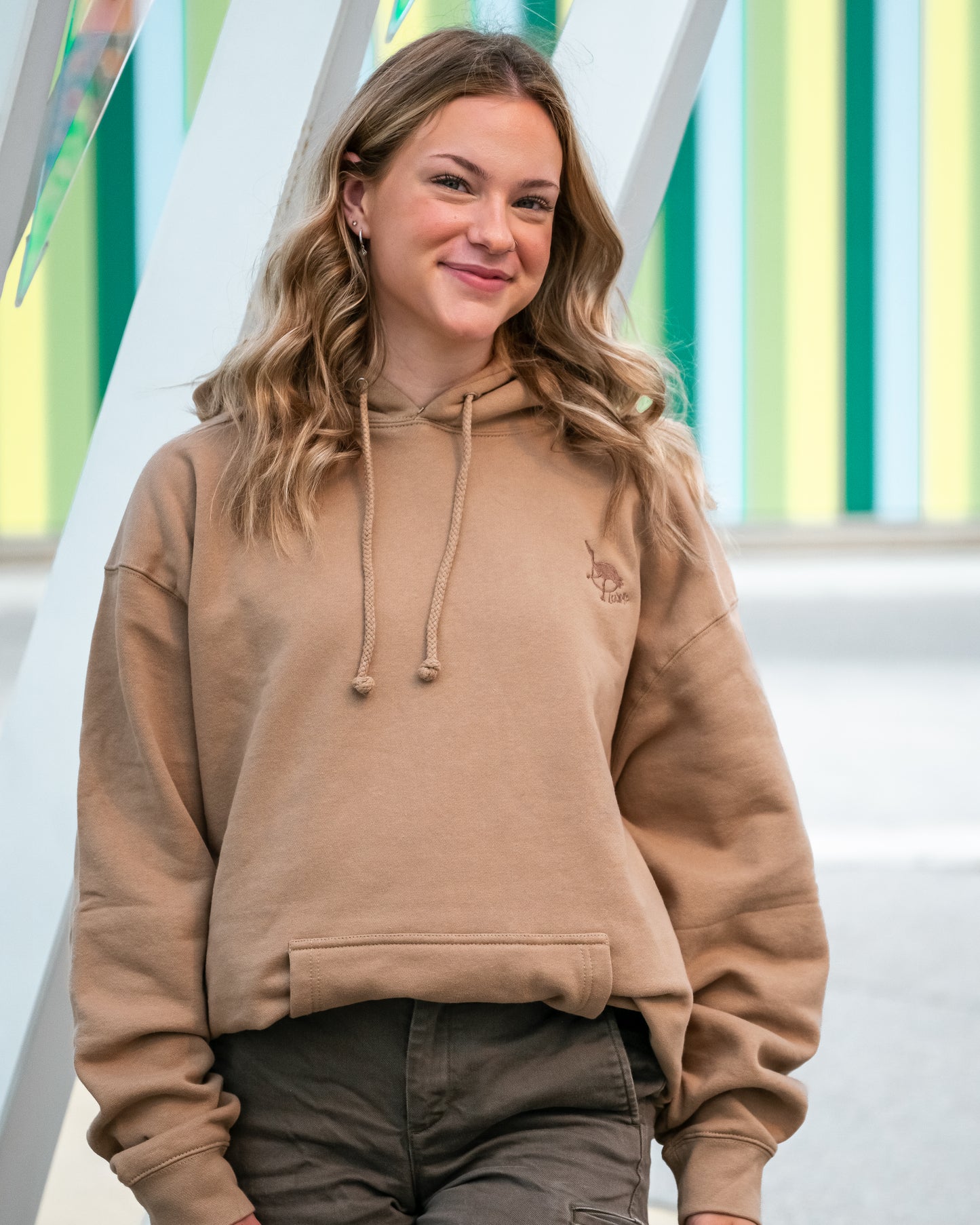 Men's / Unisex Heavyweight Hoodie -  SANDSTONE  |  HOPE, Japanese Crane Logo