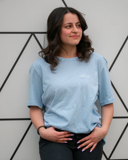 Men's / Unisex Crew Neck T-Shirt -  LIGHT BLUE  |  LowKure Tearlight Logo