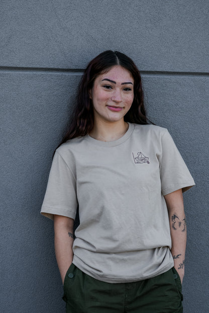 Men's / Unisex Legacy T-Shirt -  TAN  | RESILIENCE, River of Tears Logo