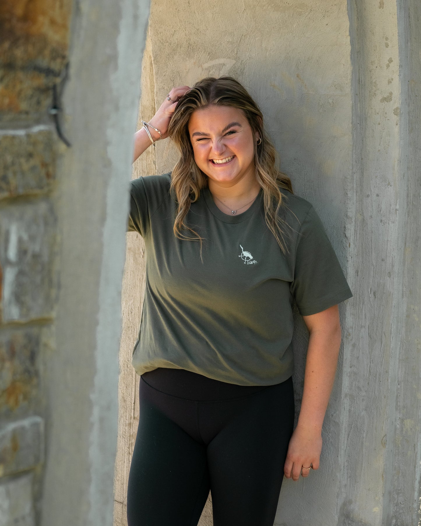 Men's / Unisex Crew Neck T-Shirt -   ARMY GREEN  |  Crane Logo