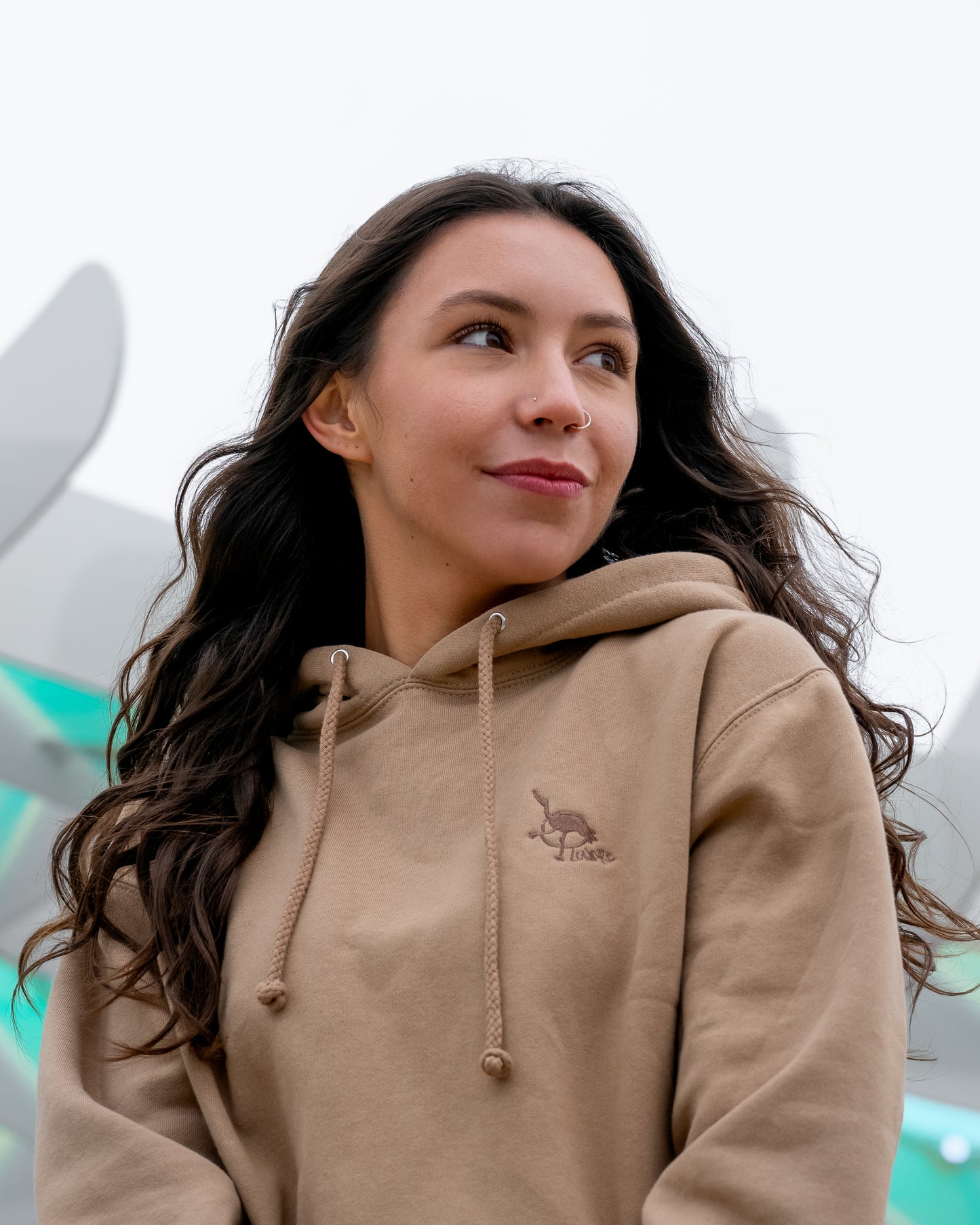 Men's / Unisex Heavyweight Hoodie -  SANDSTONE  |  HOPE, Japanese Crane Logo
