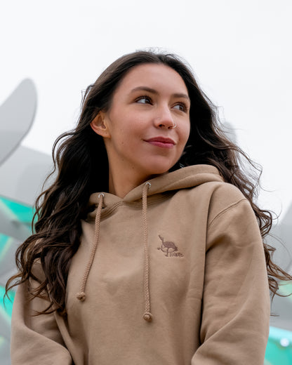 Men's / Unisex Heavyweight Hoodie -  SANDSTONE  |  HOPE, Japanese Crane Logo