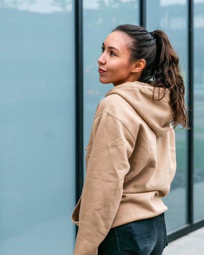 Men's / Unisex Heavyweight Hoodie -  SANDSTONE  |  HOPE, Japanese Crane Logo