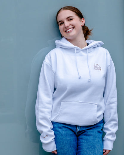 Men's / Unisex Hoodie -  WHITE  |  River of Resilience Logo