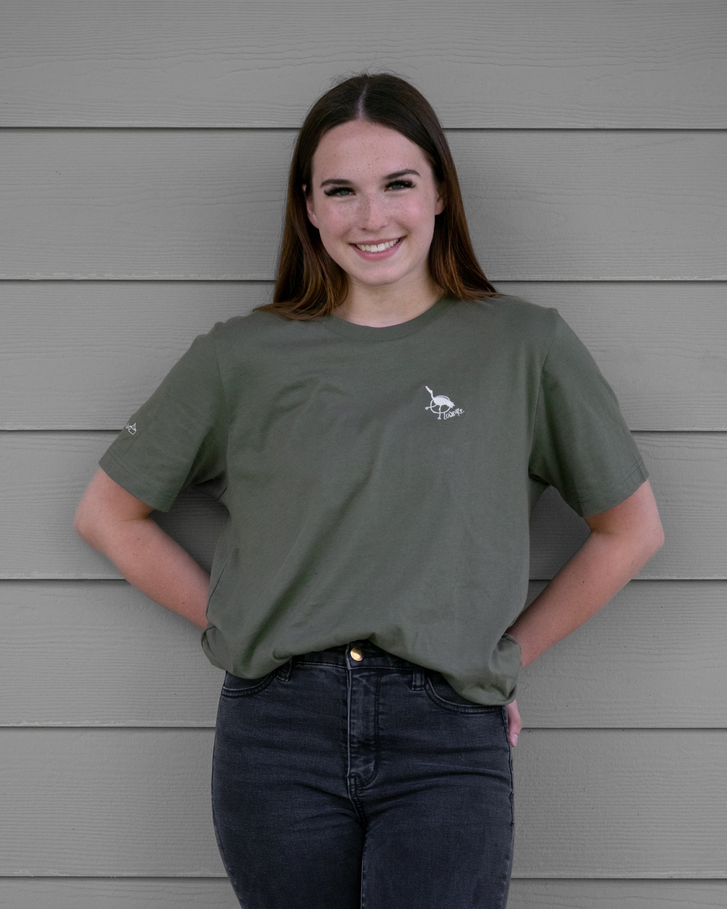 Men's / Unisex Crew Neck T-Shirt -   ARMY GREEN  |  Crane Logo