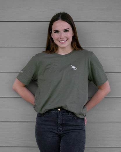 Men's / Unisex Crew Neck T-Shirt -   ARMY GREEN  |  Crane Logo