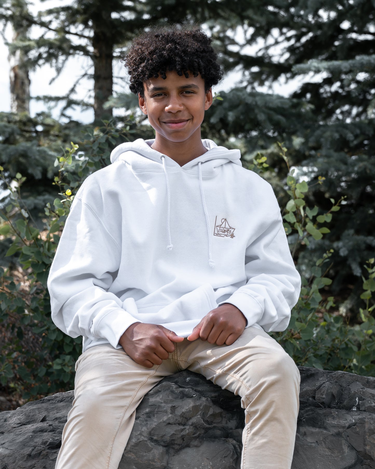 Men's / Unisex Hoodie -  WHITE  |  River of Resilience Logo