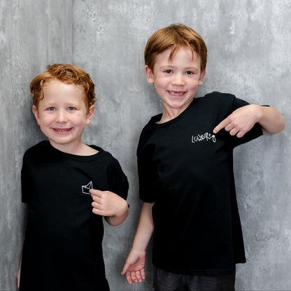 LITTLE LOWKURE  | STRENGTH, Origami Boat Logo |  BLACK - Little Legacy Basic T-Shirt