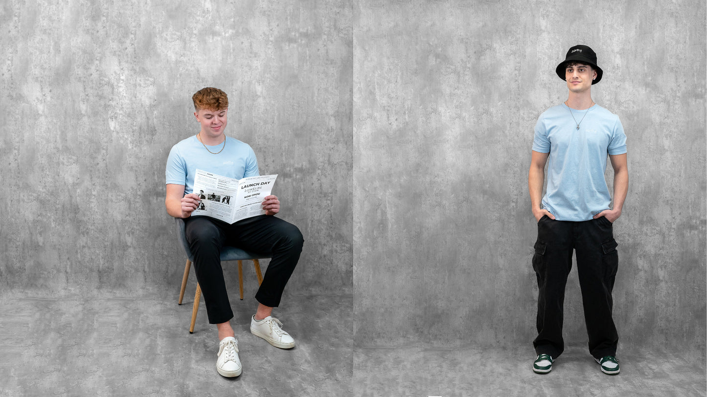 Men's / Unisex Crew Neck T-Shirt -  LIGHT BLUE  |  LowKure Tearlight Logo