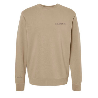 Men's / Unisex Vintage Dye Crewneck Sweatshirt -  SANDSTONE  |  XII.XVIII.MMXIX; A Date to Remember Logo