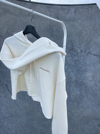 Woman's Lightweight Cropped Hoodie -  BONE  |  XII.XVIII.MMXIX; A Date To Remember Logo